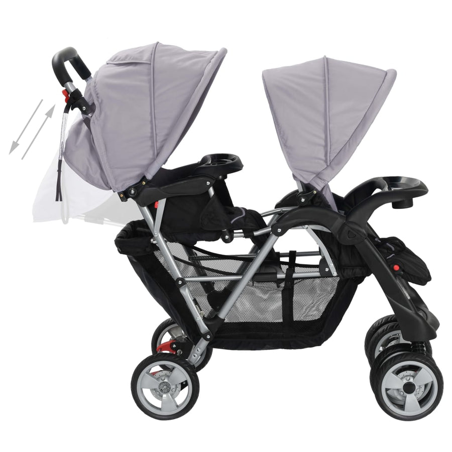 Kinderwagen Dubbel Staal En Zwart Grijs