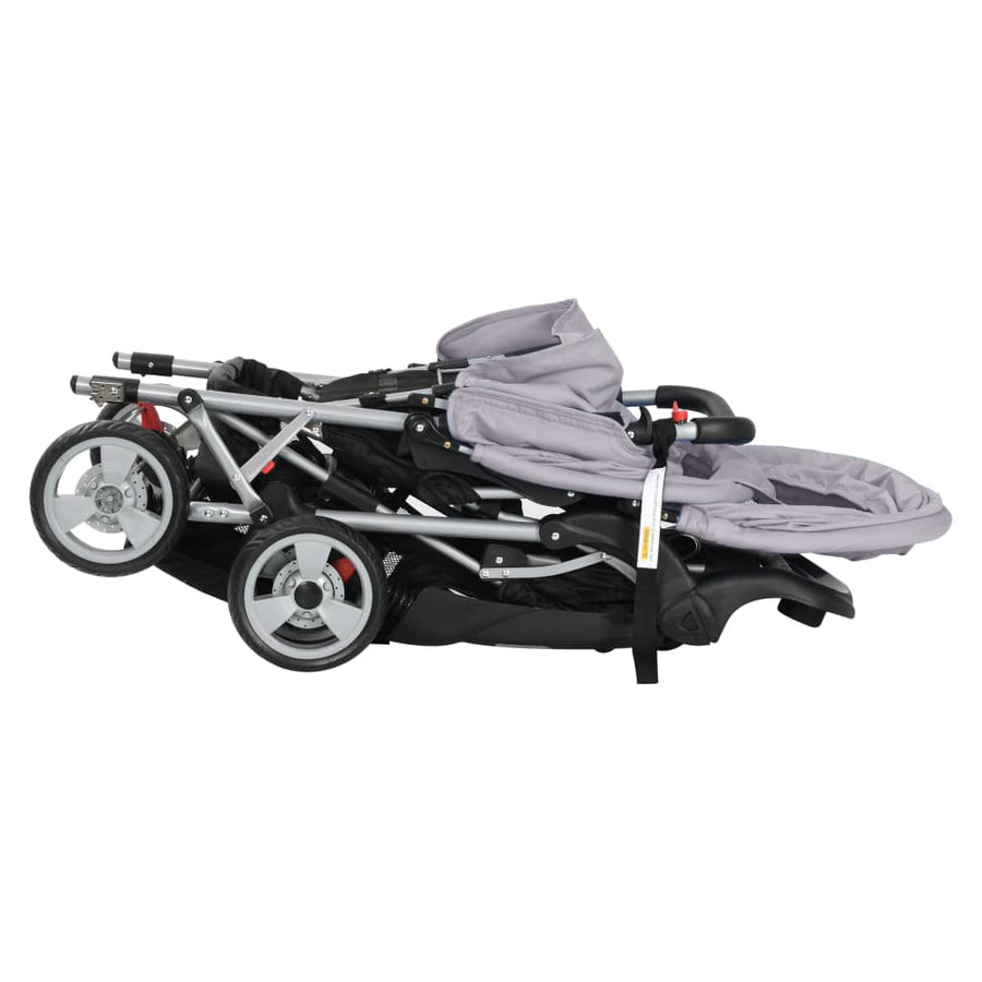 Kinderwagen Dubbel Staal En Zwart Grijs