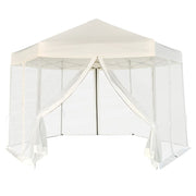 Partytent zeshoekig 3,6x3,1 m crèmewit met 6 zijwanden
