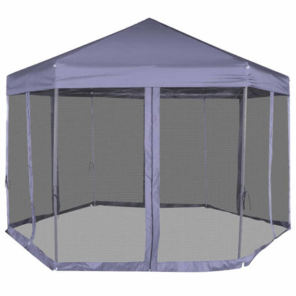 Partytent Met Zijwanden Pop-Up Zeshoekig 3,6X3,1 M Donkerblauw