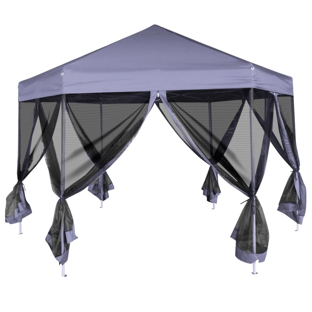 Partytent Met Zijwanden Pop-Up Zeshoekig 3,6X3,1 M Donkerblauw