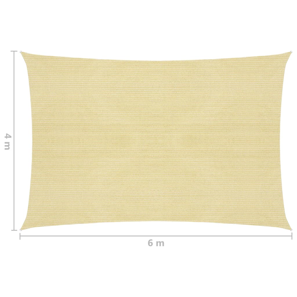Zonnescherm Hdpe Rechthoekig Beige 4 x 6 m