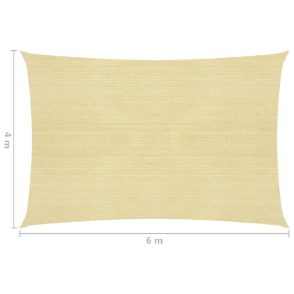 Zonnescherm Hdpe Rechthoekig Beige 4 x 6 m