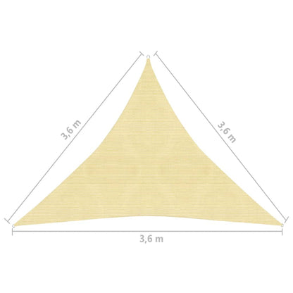 Zonnescherm Hdpe Driehoekig 3,6X3,6X3,6 M Beige 3.6 x 3.6 x 3.6 m