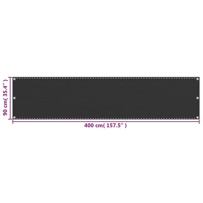 Balkonscherm Hdpe Antraciet 90 x 400 cm
