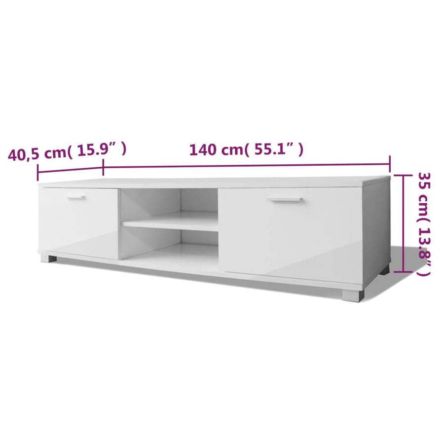 Tv-meubel 140x40,5x35 cm hoogglans wit
