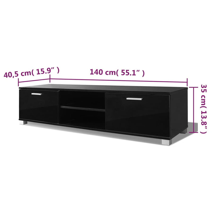 Tv-Meubel 40X40,5X35 Cm 140 x 40.5 x 35 cm Hoogglans zwart