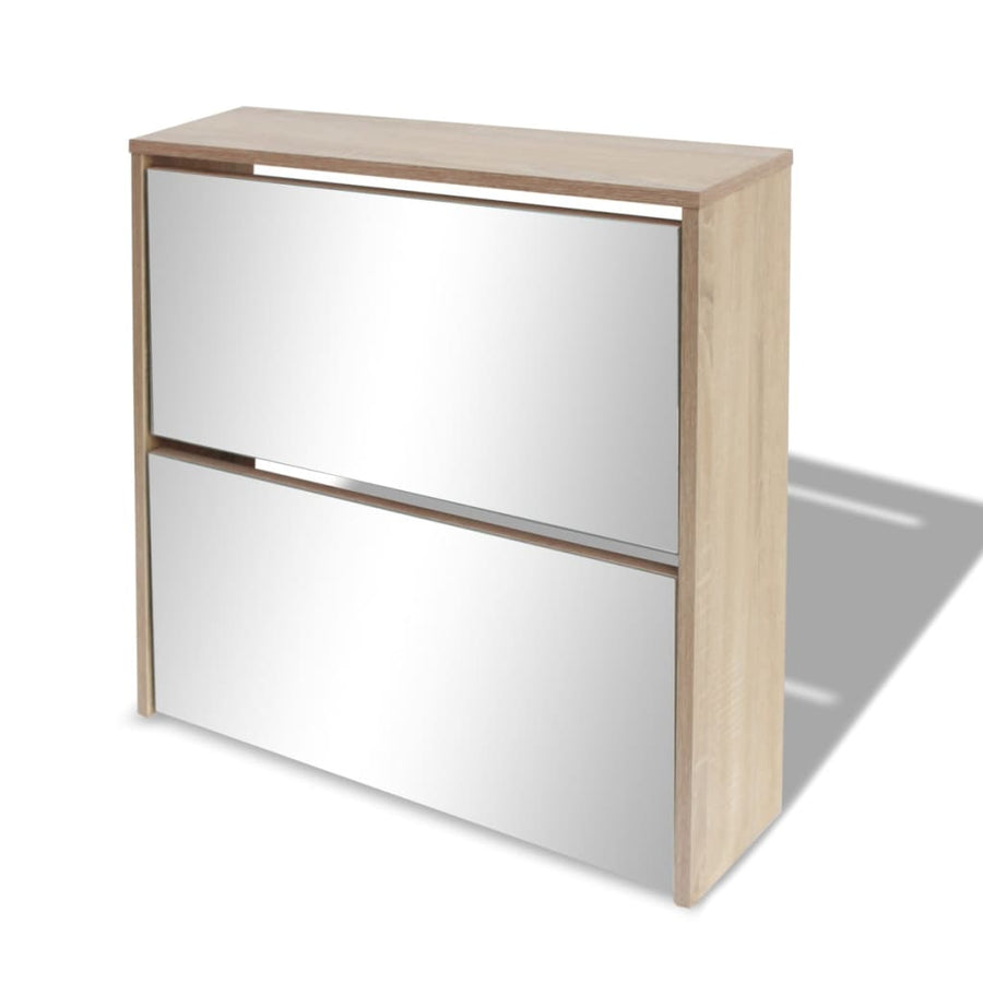 Schoenenkast Tweelaags Met Spiegel 63 x 17 x 67 cm Eiken