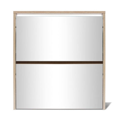 Schoenenkast Tweelaags Met Spiegel 63 x 17 x 67 cm Eiken