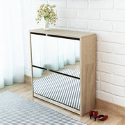 Schoenenkast 63x17x67 cm eiken met spiegel