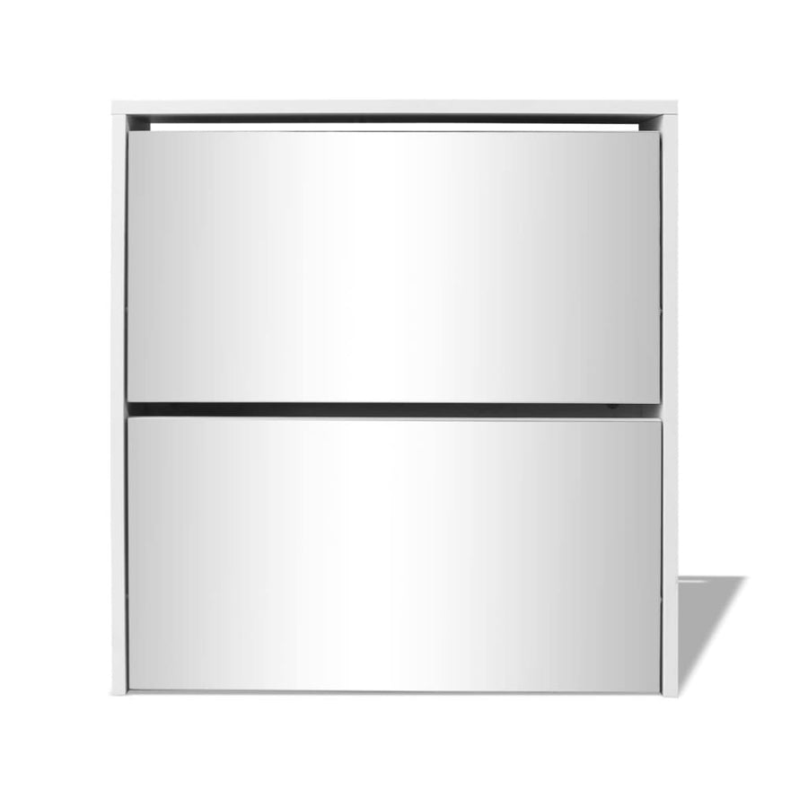 Schoenenkast tweelaags met spiegel 63x17x67 cm wit 63 x 17 x 67 cm Wit