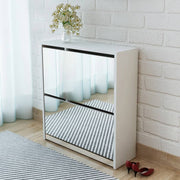 Schoenenkast 63x17x67 cm wit met spiegel