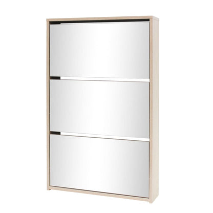 Schoenenkast drielaags met spiegel 63x17x102,5 cm eiken 63 x 17 x 102.5 cm Eiken