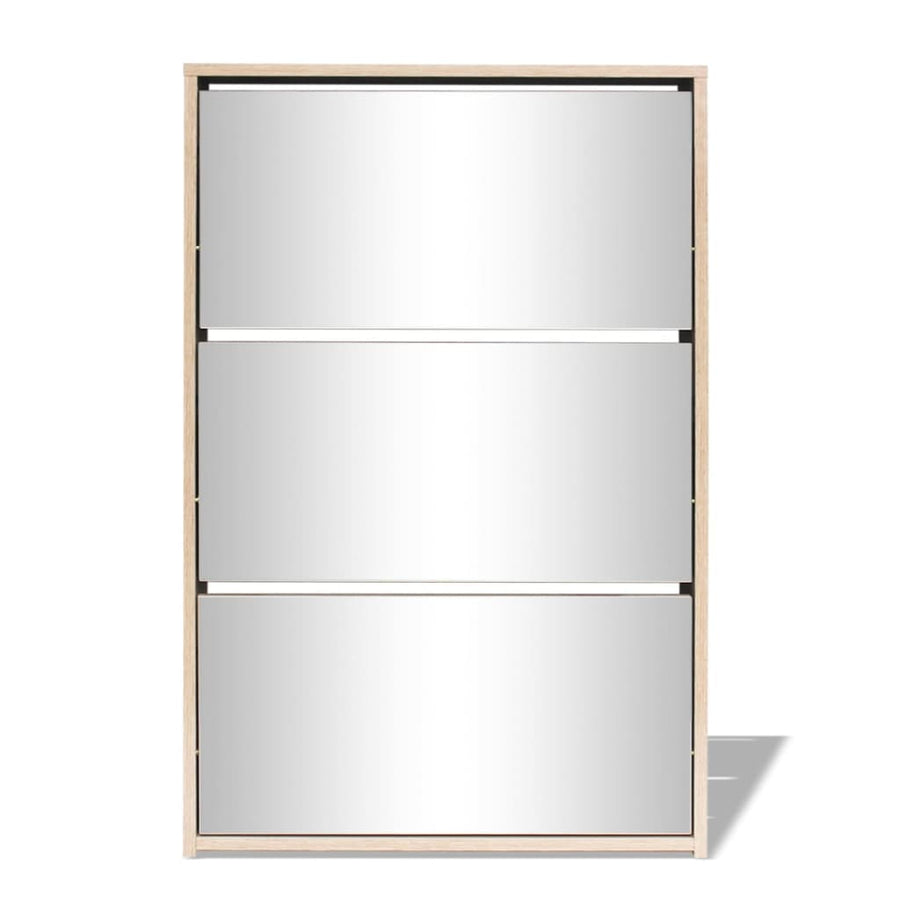 Schoenenkast drielaags met spiegel 63x17x102,5 cm eiken 63 x 17 x 102.5 cm Eiken