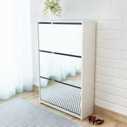 Schoenenkast 63x17x102,5 cm wit met spiegel
