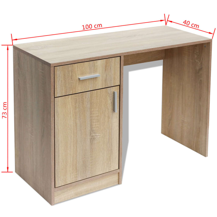 Bureau met lade en kastje 100x40x73 cm eiken Eiken