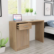 Bureau 100x40x73 cm eiken met lade en kastje