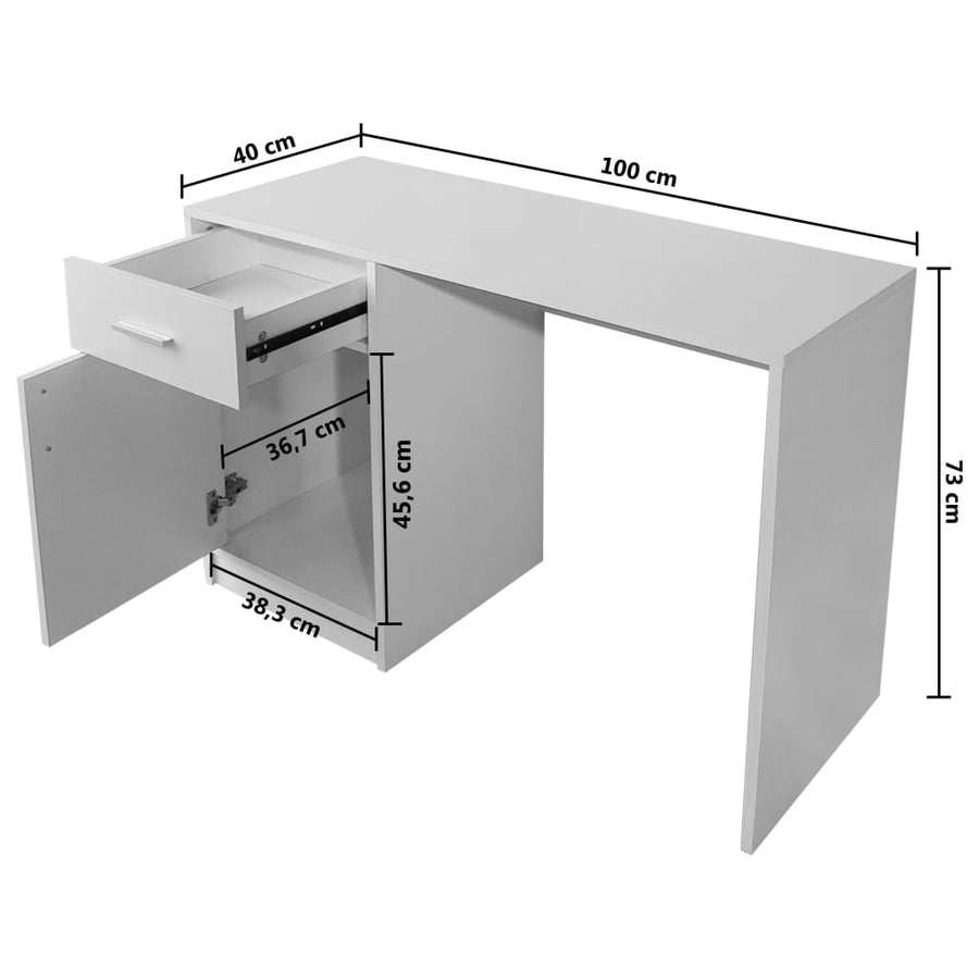 Bureau Met Lade En Kastje 100X40X73 Cm Wit