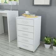Ladeblok op wielen 5 lades wit 33x38x63 cm