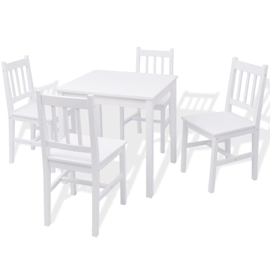 -Delige Eetkamerset Grenenhout 5 Wit