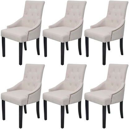 Eetkamerstoelen 6 st stof crèmegrijs