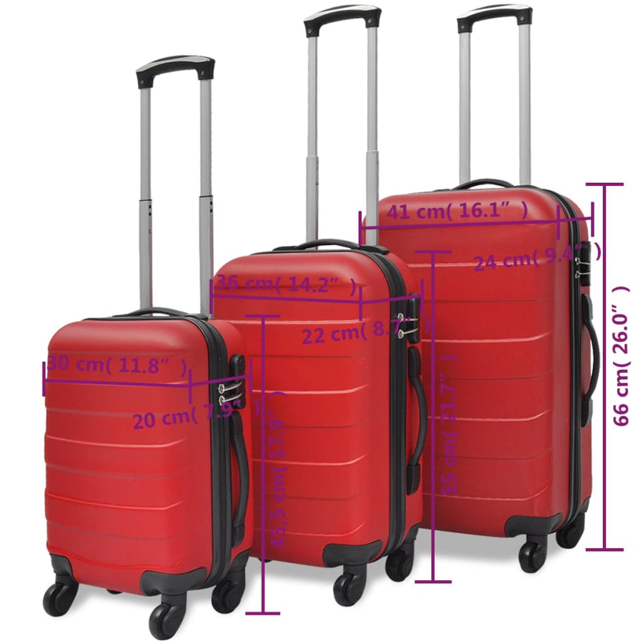 3-Delige Kofferset Hard 5,5/55/66 Cm Rood