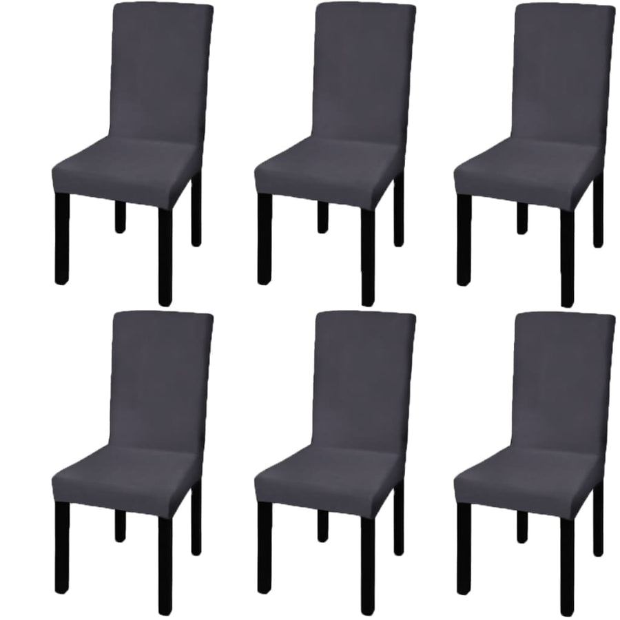 Stoelhoezen Stretch Recht Kleurig 6 Antraciet