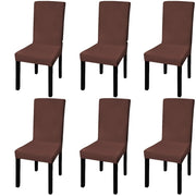 Stoelhoezen 6 st bruin stretch