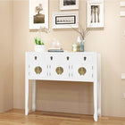 Dressoir massief hout wit 95x24x91 cm