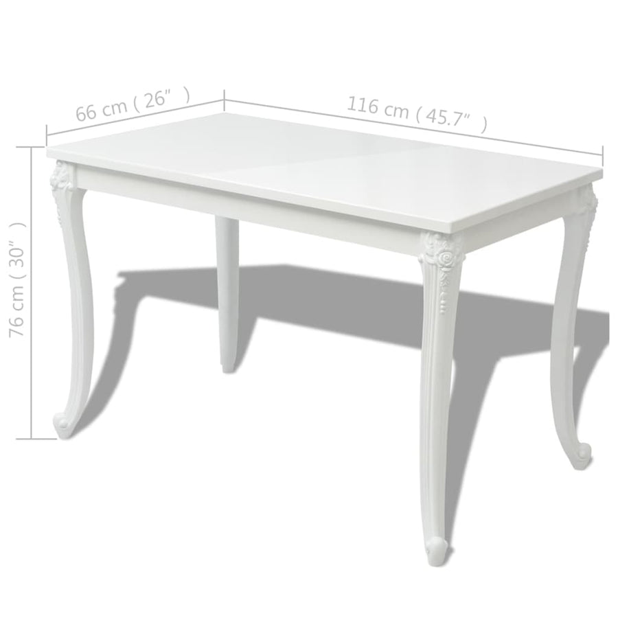 Eettafel Hoogglans Wit 116 x 66 x 76 cm
