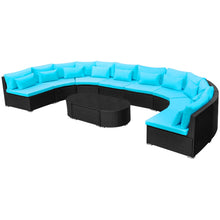 Ronde Banken Set 11 pcs Blauw poly rattan
