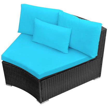 Ronde Banken Set 11 pcs Blauw poly rattan