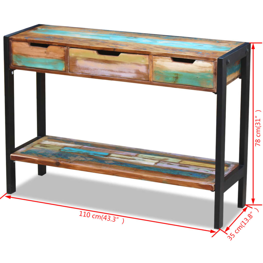 Dressoir 3 Lades massief gerecycled hout