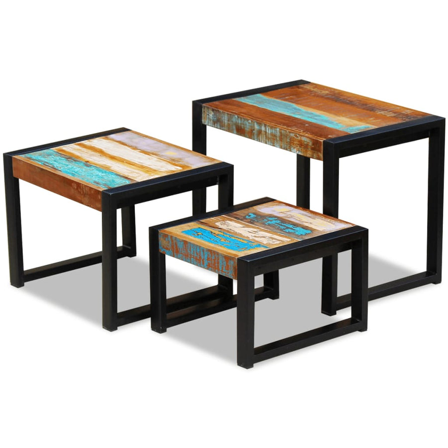 -Delige Tafeltjesset massief gerecycled hout
