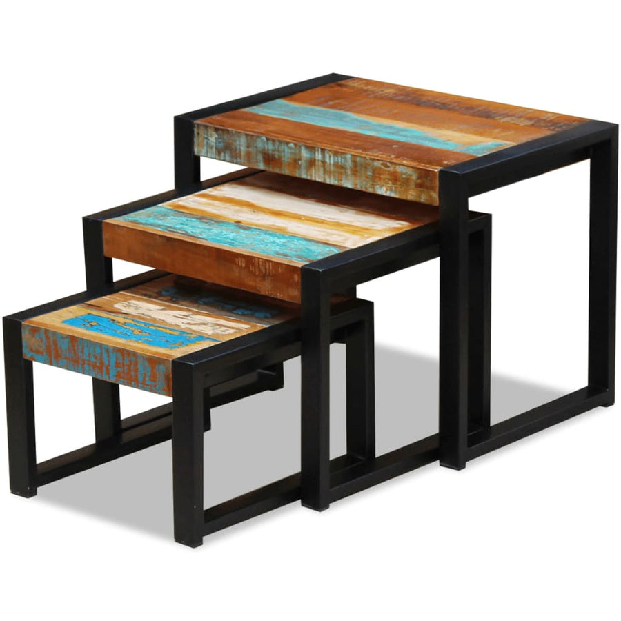 -Delige Tafeltjesset massief gerecycled hout