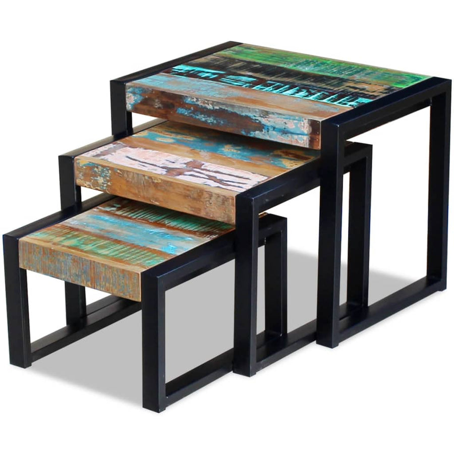 -Delige Tafeltjesset massief gerecycled hout
