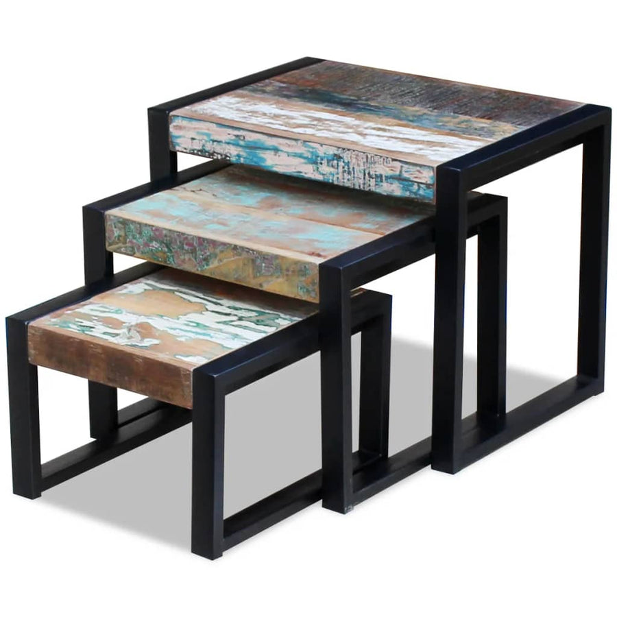 -Delige Tafeltjesset massief gerecycled hout