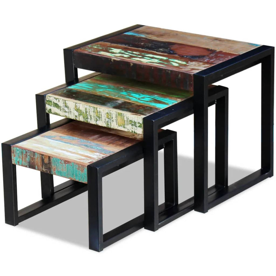 -Delige Tafeltjesset massief gerecycled hout