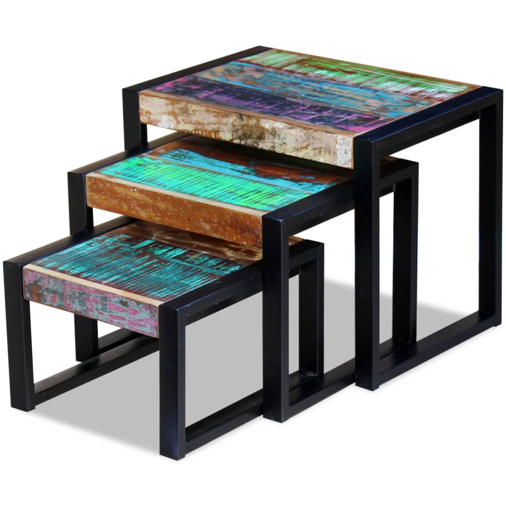 -Delige Tafeltjesset massief gerecycled hout