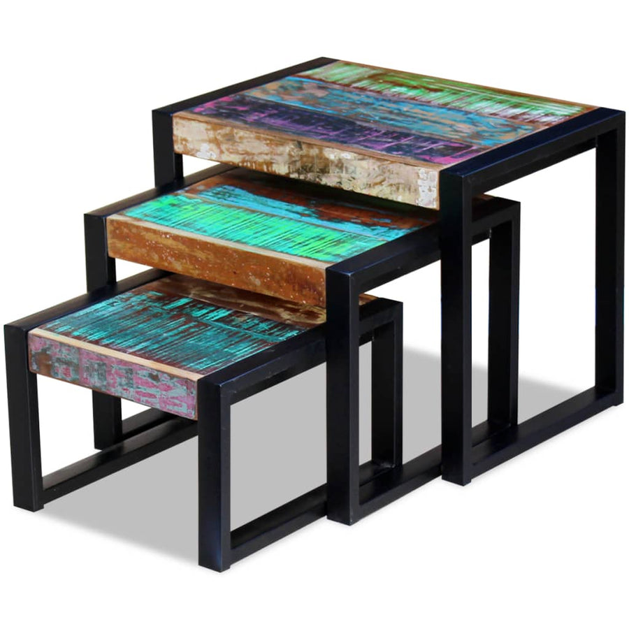 -Delige Tafeltjesset massief gerecycled hout