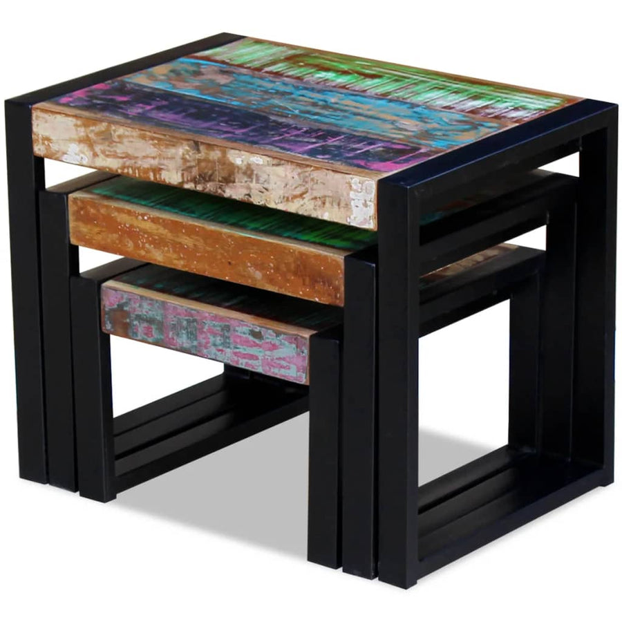 -Delige Tafeltjesset massief gerecycled hout