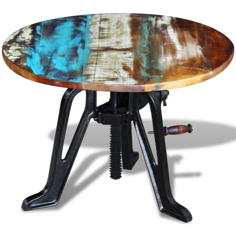 Bijzettafel 60x(42-63) cm massief gerecycled hout en gietijzer
