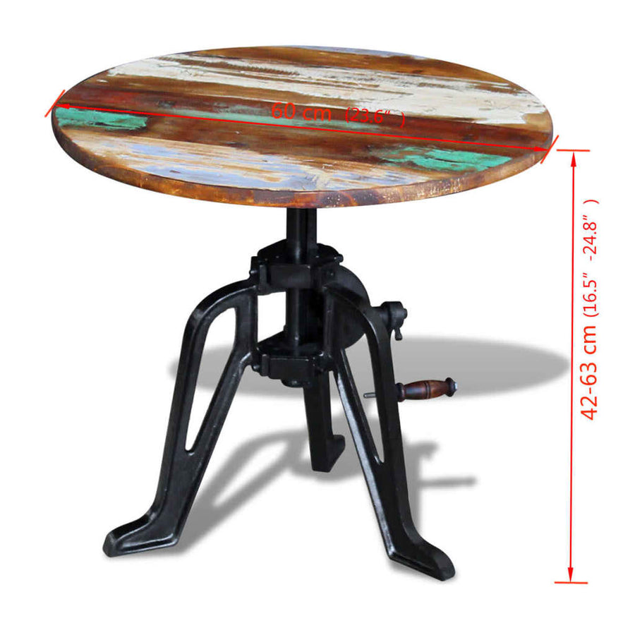 Bijzettafel 60x(42-63) cm massief gerecycled hout en gietijzer