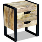 Side table with 2 drawers 43x33x51 cm solid mango wood
