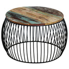 Coffee table round 68x37 cm solid recycled wood