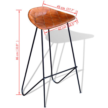 Barstoelen Echt Leer Zwart En
