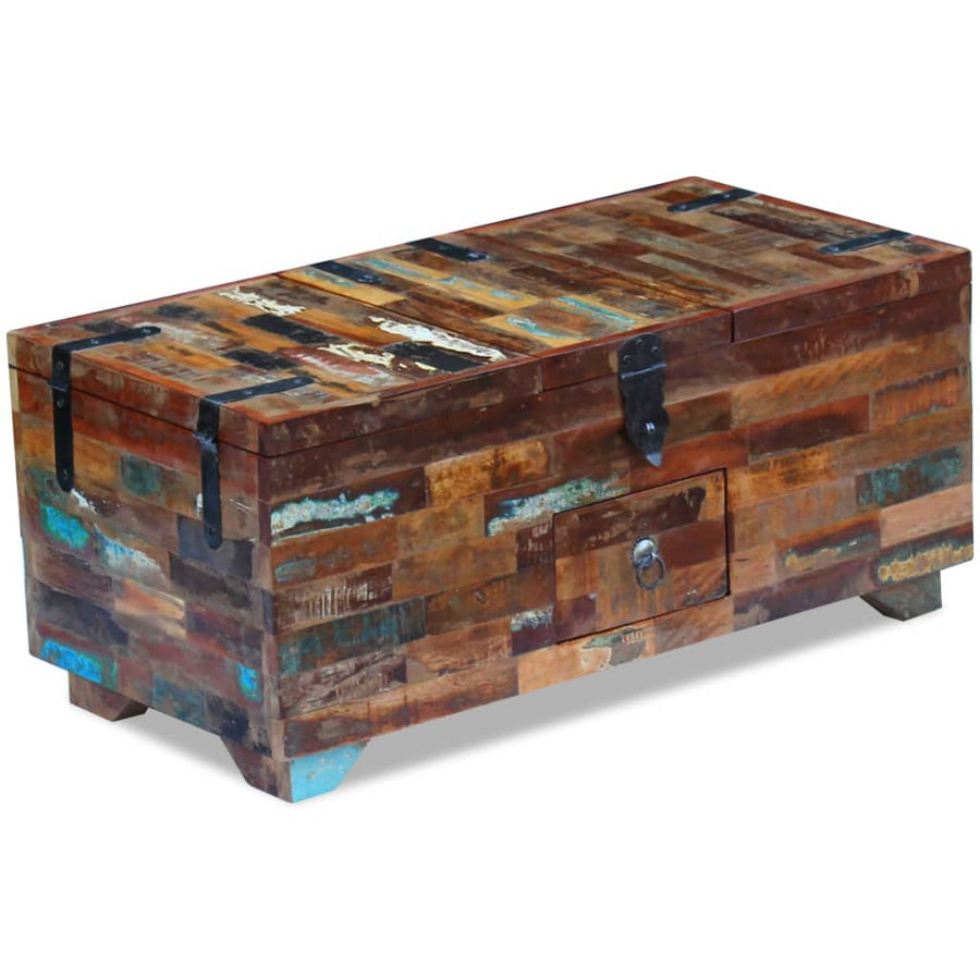 Salontafel Kist 80X40X35 Cm Massief Gerecycled Hout Multikleur