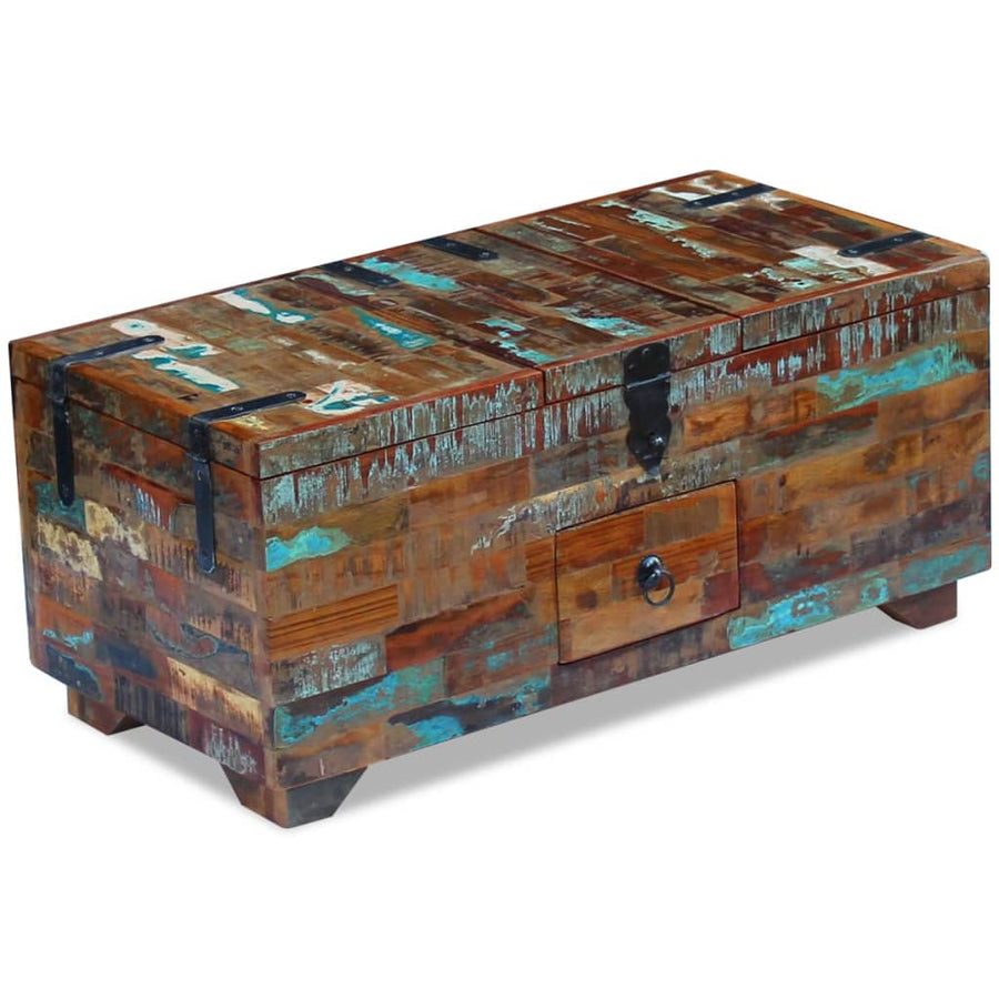 Salontafel Kist 80X40X35 Cm Massief Gerecycled Hout Multikleur