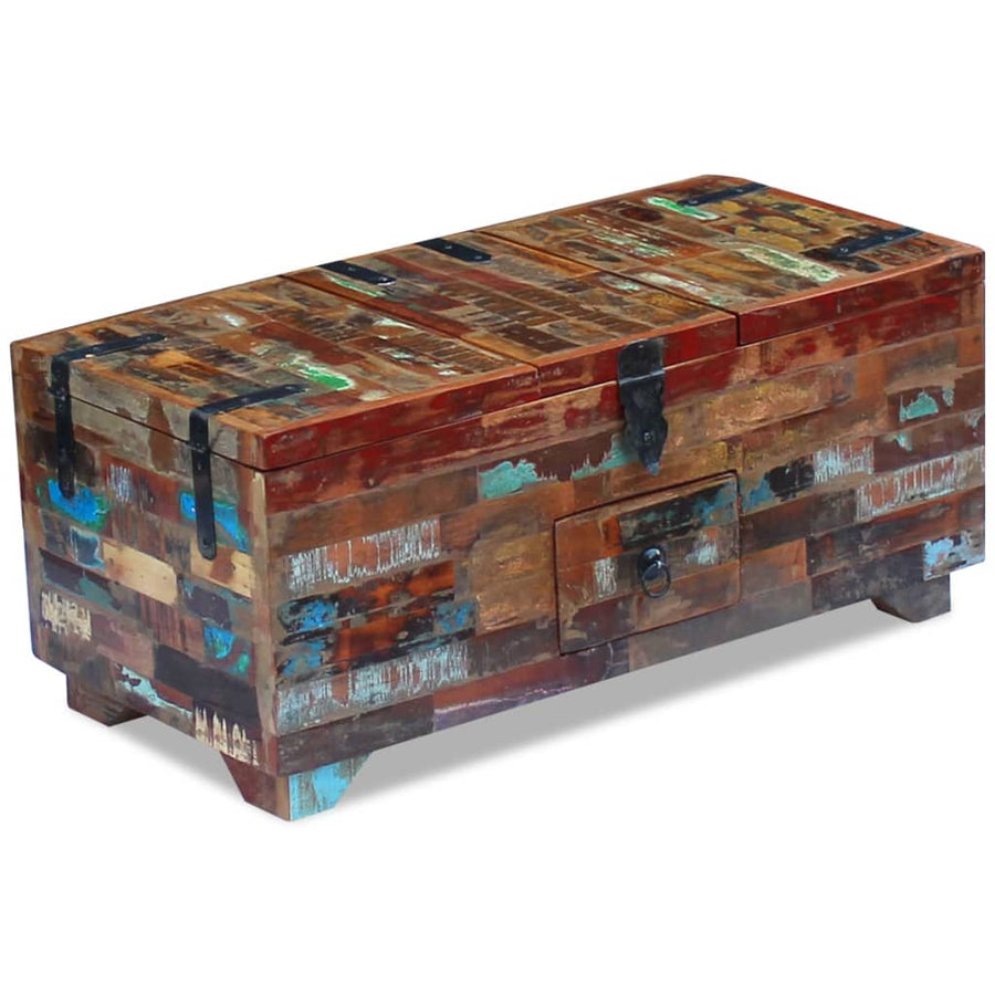 Salontafel Kist 80X40X35 Cm Massief Gerecycled Hout Multikleur