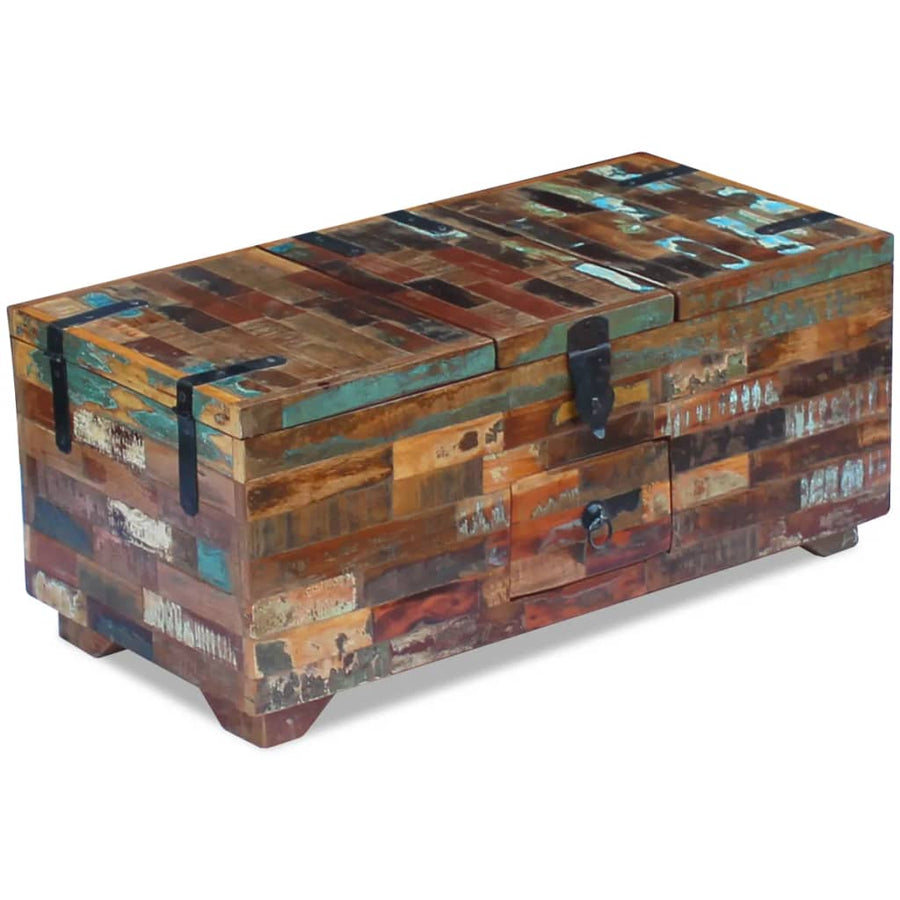 Salontafel Kist 80X40X35 Cm Massief Gerecycled Hout Multikleur